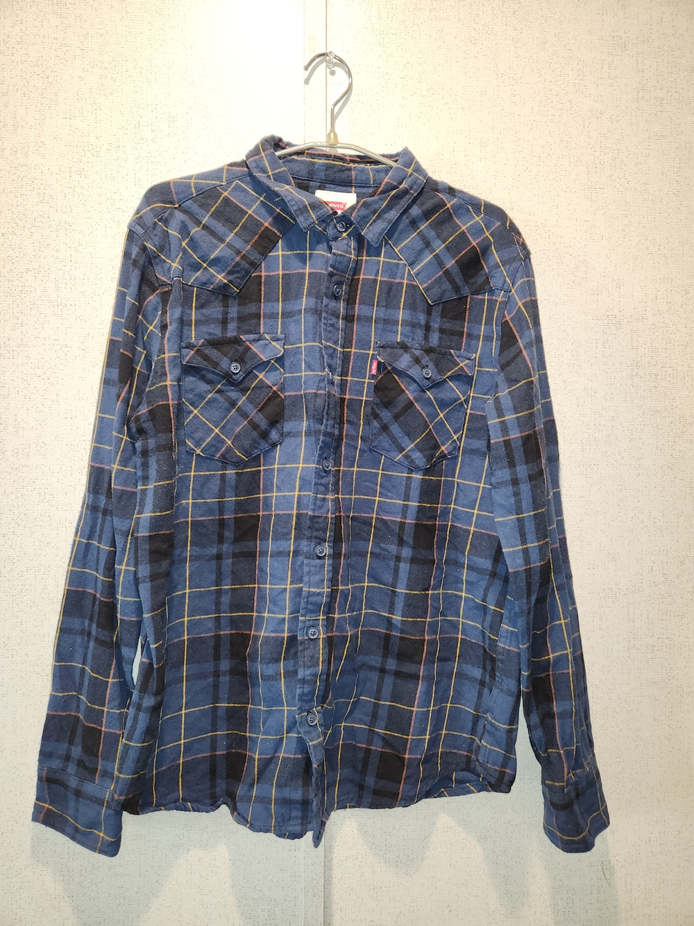 Men's Blue Plaid Button-Up Shirt